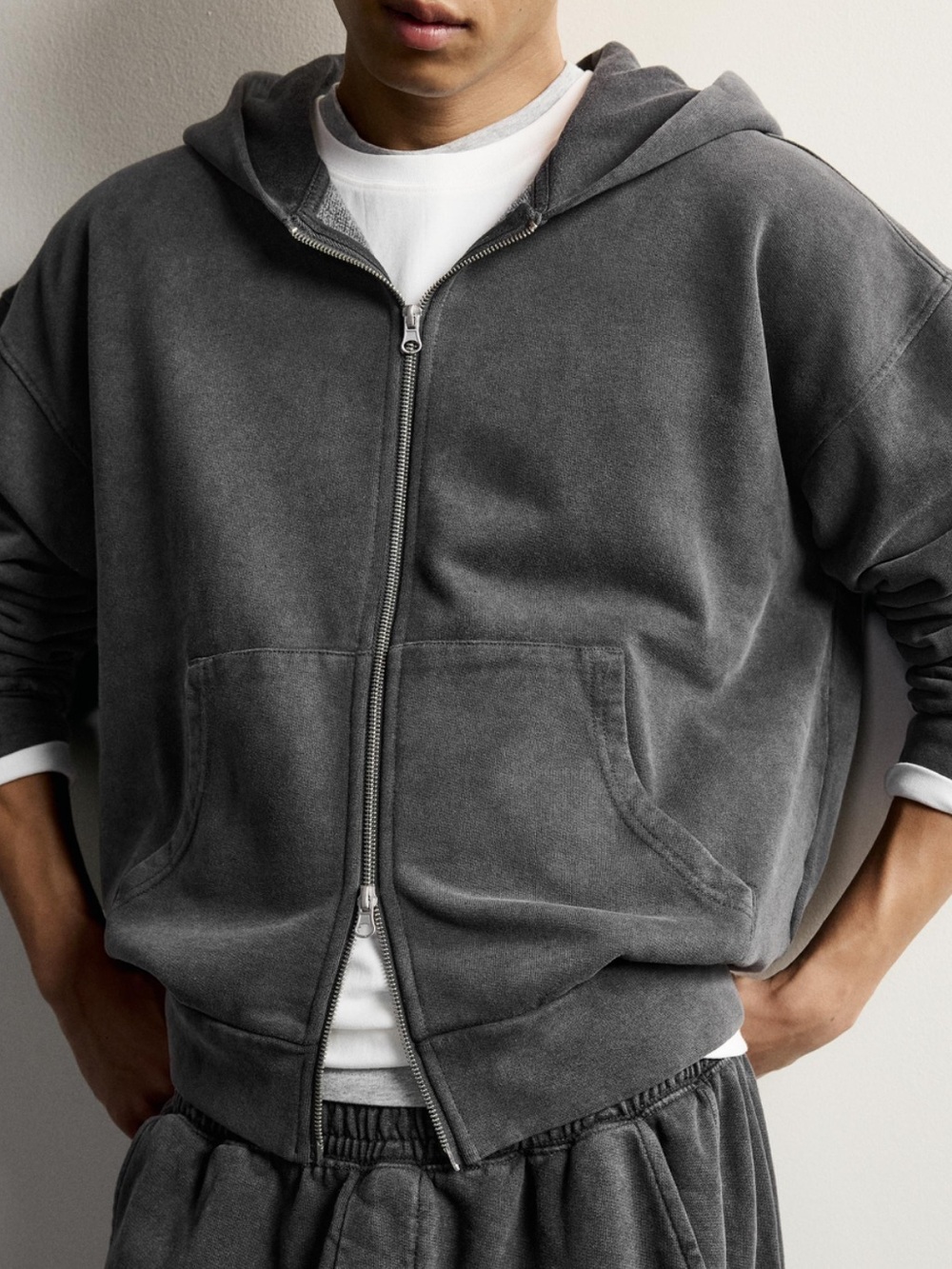 NWT Zara Men's Black Full-Zip Hoodie Sweater